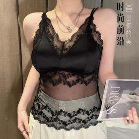 买一送一法式蕾丝美背吊带细带背心自带胸垫聚拢防走光一体式内搭大码内衣