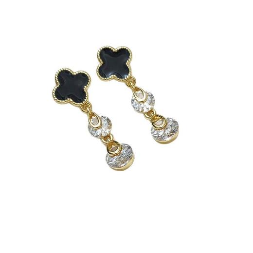 JU-CD-0048小香风新款时尚气质百搭长款耳环女个性简约复古精致四叶草耳钉批 商品图4