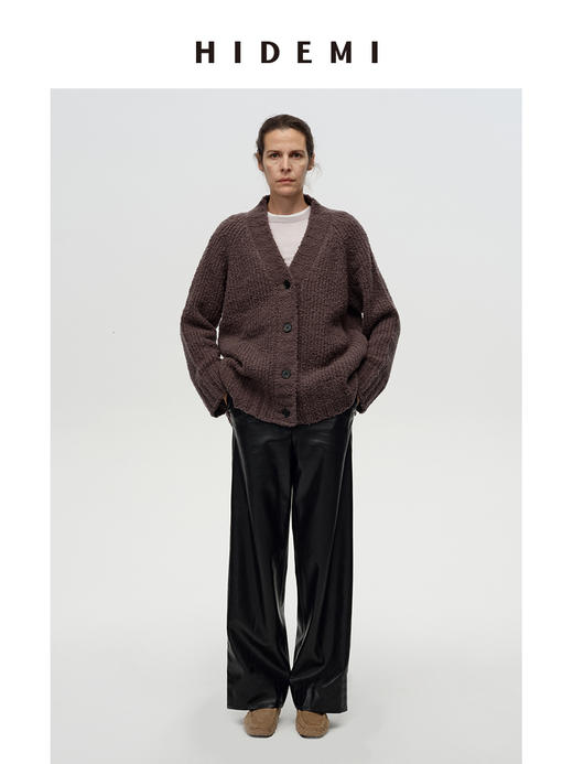 HIDEMI 超显瘦中腰款可再生蛋白皮环保皮阔腿裤皮裙 商品图3