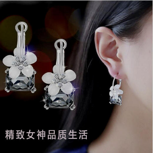 JU-HUA6215633长款花瓣复古圆圈耳环女韩国简约时尚蓝色水晶耳圈夸张个性耳钉饰 商品图2