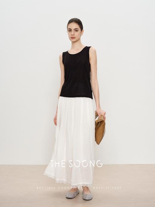 THESOONG"线条美人"100%苎麻轻盈梭织蕾丝边半身裙HWQZ6780 商品图10