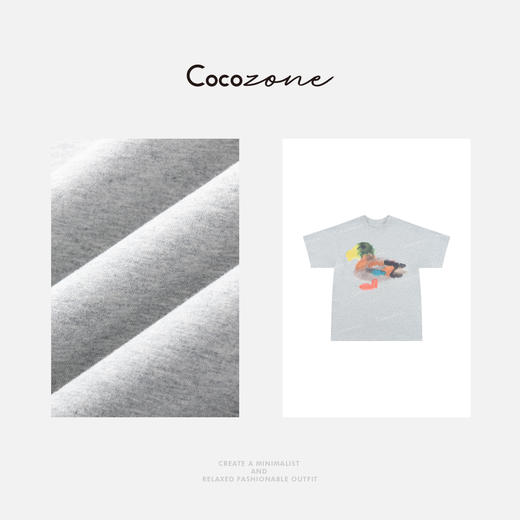 COCO ZONE 刘一一 【100棉】艺术感涂鸦休闲圆领T恤CD2A0874 商品图2