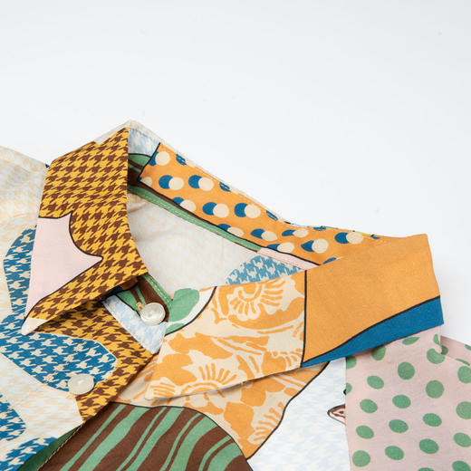 谜底花色连衣裙短袖2025夏季新款复古风原创印花中长裙256ML6250 商品图3