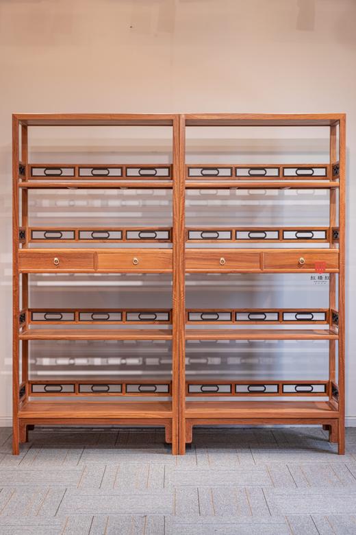 红桥红  家具严选  缅甸花梨（大果紫檀）【196嵌紫光檀椭圆卡子花 书架】 商品图0