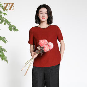 佐尔美夏季新款新中式国风时尚气质桑蚕丝短袖衬衣女M42CS08