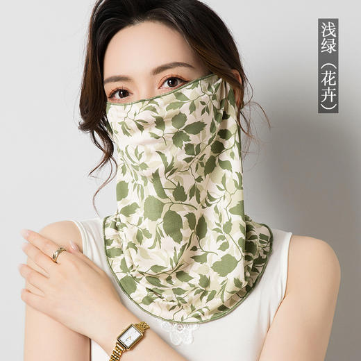 纯新真丝印花蒙面巾，100%桑蚕丝针织双面绸挂耳围脖WY-1021 商品图0