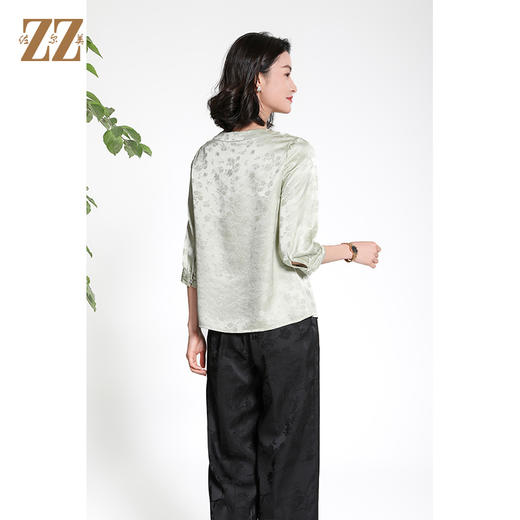 佐尔美夏季新款新中式国风时尚气质桑蚕丝衬衫女M42CS06 商品图4