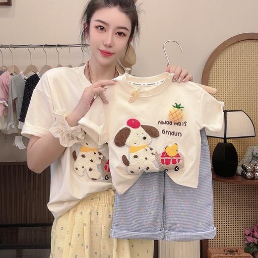 【网红爆款】2025新款亲子装儿童T恤套装彩虹波点格子裤男童女童夏季短袖T恤聚 商品图0