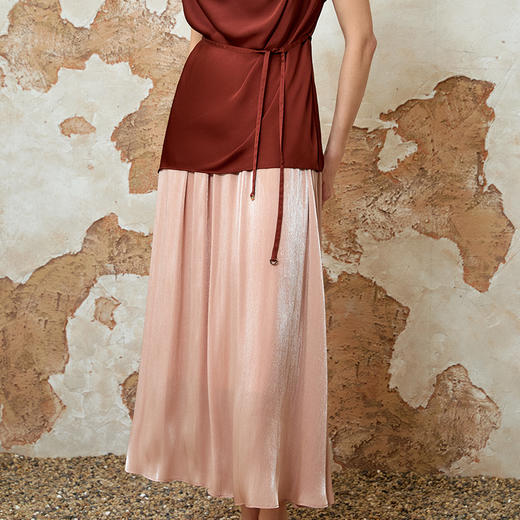 EITIE爱特爱高腰a字显瘦纯色飘逸及踝半身裙夏新款8206917 商品图3