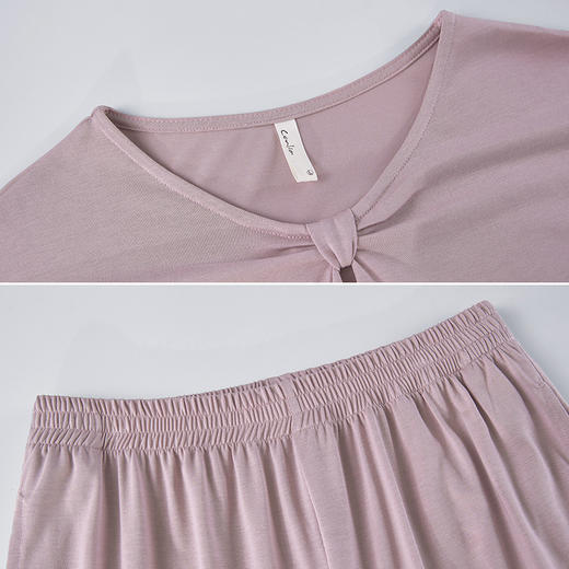 康妮雅睡衣家居服女式短袖中裤套头套装 商品图5