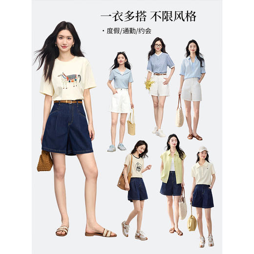 熙世界复古牛仔短裤女高腰显瘦夏季新款宽松休闲a字阔腿五分裤子 商品图4