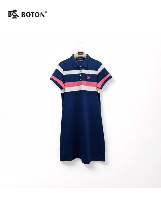 波顿女士条纹翻领POLO短袖连衣裙LD231222 商品图1
