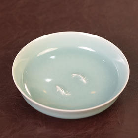 丁绍杰薄胎粉青双鱼小洗