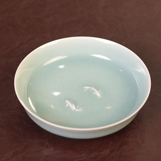 丁绍杰薄胎粉青双鱼小洗 商品图0