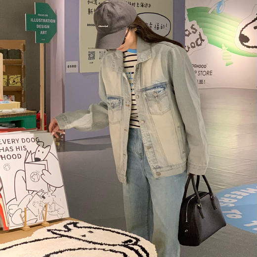 洛诗琳20353复古做旧牛仔外套2025春季新款男女同款宽松外套0113 商品图2