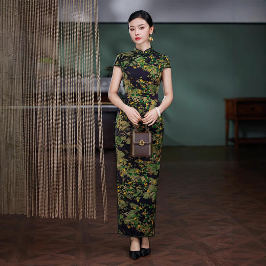 2025夏季新款复古高级感旗袍改良高端绿色新中式连衣裙D25009 商品图2