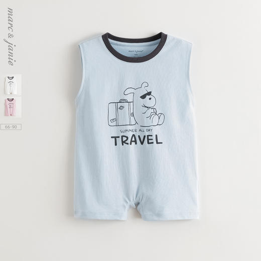 【凉感透气】马克珍妮宝宝快乐小熊连体衣宝宝爬服夏装新款550821 商品图0