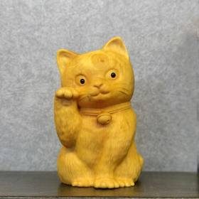 招财猫°黄杨木小摆件