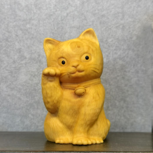 招财猫°黄杨木小摆件 商品图0