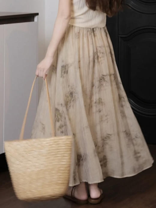 【百图lulu定制】【朦胧千褶裙】远山含黛的写意美学 朦胧树影 千褶裙 半身裙 商品图2