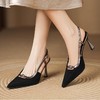 【预售5天】时尚性感羊翻皮凉鞋，高跟鞋气质尖头后空女鞋HCYYHD&6014 商品缩略图0