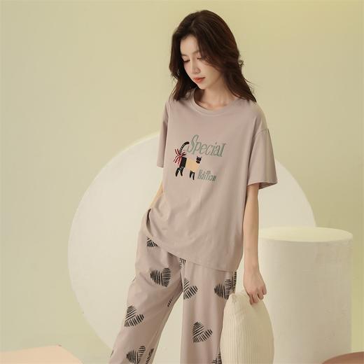 康妮雅睡衣家居服女式短袖长裤套头套装 商品图1