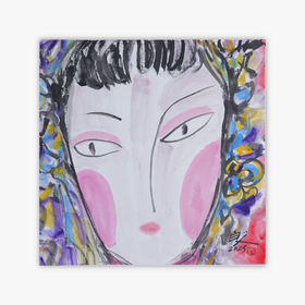 许固令《脸谱之九》国画原作53CM*53CM 手绘宣纸脸谱系列斗方作品【GH0488】