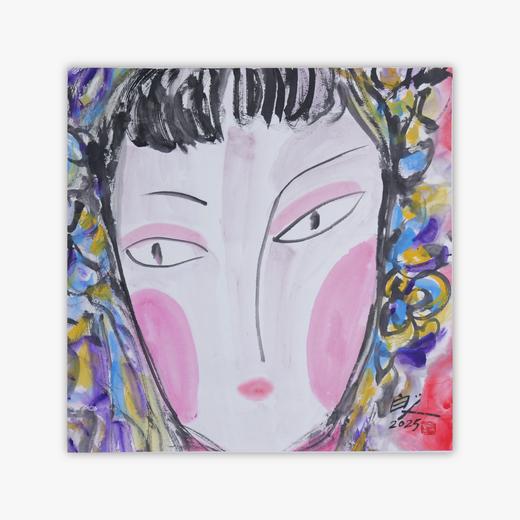 许固令《脸谱之九》国画原作53CM*53CM 手绘宣纸脸谱系列斗方作品【GH0488】 商品图0
