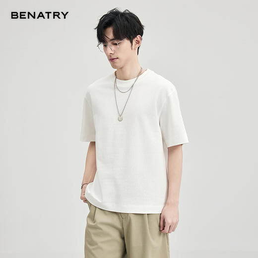 贝纳川破洞珠地提花短袖T恤ECF114002 商品图0