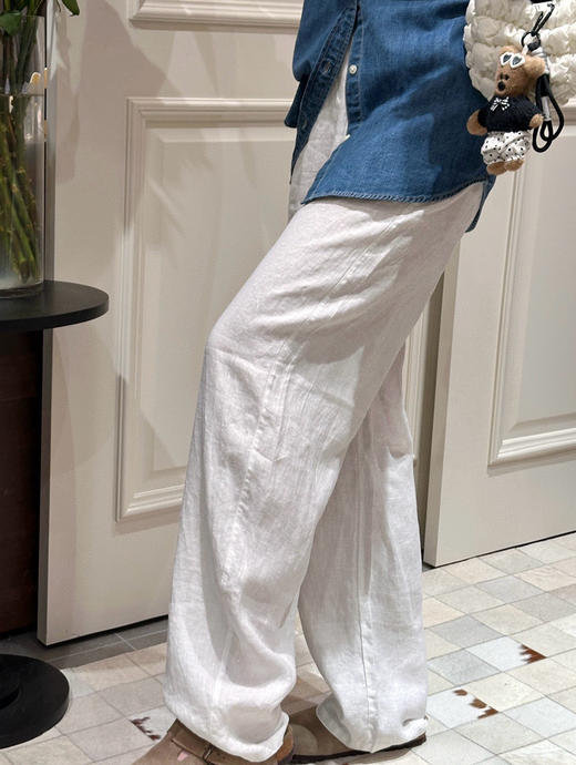 出口日单弯刀裤阔腿裤亚麻裤041209 商品图12