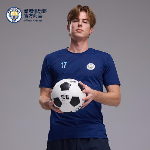 【官方正版】曼城俱乐部 | 深蓝色印号速干T恤  侧边透气网孔面料拼接胶标logo 商品图2