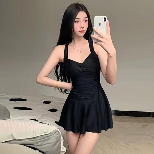 【显瘦修身连体泳衣，露背设计小清新~】连体泳衣女款 吊带露背小清新碎花泳衣 法式显瘦修身泳衣温泉-QQ 商品图5