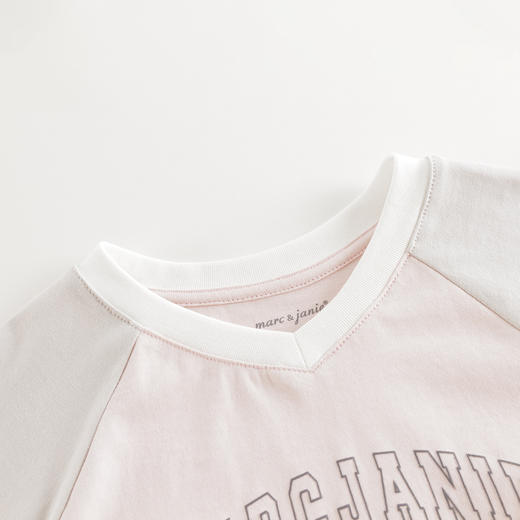 马克珍妮女童元气校园撞色短袖T恤 儿童运动上衣夏装新款550702 商品图3