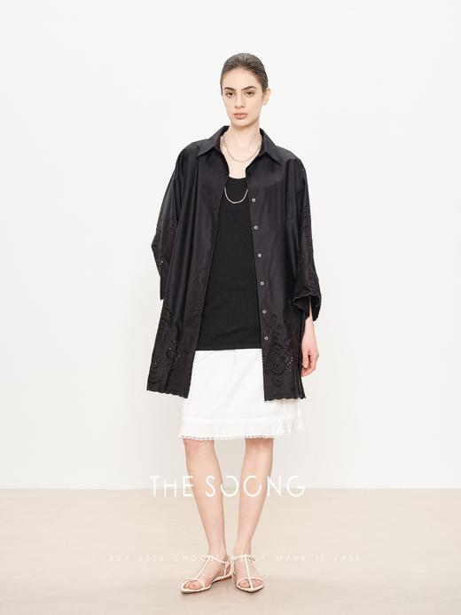 THESOONG‘玄简美学’进口高密贡缎砂洗黑色衬衫外套HBCS6313/HBCS6200 商品图2