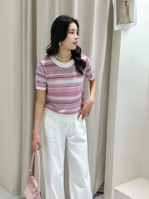 D5MZ30205#针织提花圆领短袖 商品图2