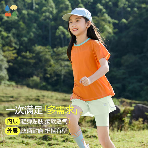 [屁侠推荐]儿童假两件运动短裤森林棠儿童轻薄透气女孩女童专属高弹力防走光运动短裤41062512 商品图2