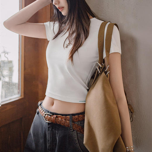 马登可露丽风7A抗菌圆领T恤复古基础内搭打底正肩短款半袖夏女 商品图4