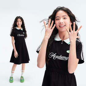 笛莎Deesha青少年女童连衣裙2025夏季女童polo针织连衣裙