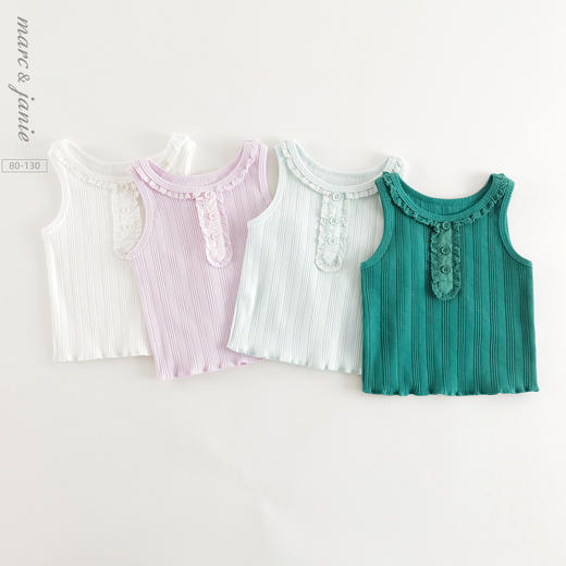 马克珍妮女童缤纷夏日花边小背心 宝宝上衣2025年夏装新款550707 商品图0