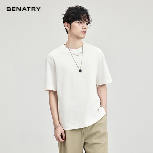 贝纳川破洞珠地提花短袖T恤ECF114002 商品图1