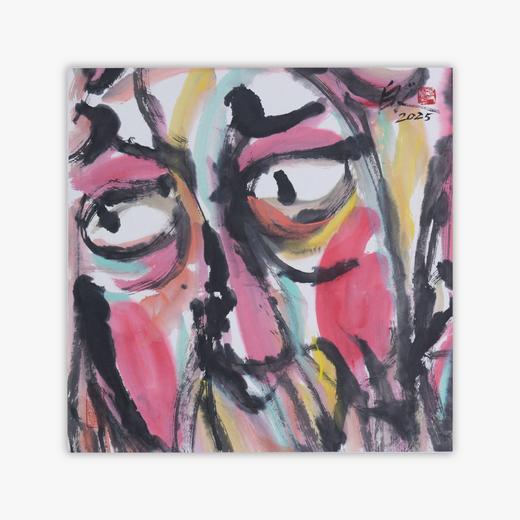 [盲盒玩法]许固令《脸谱》国画原作42CM*42CM 手绘宣纸脸谱系列斗方作品[随机一张，不接受指定] 商品图3