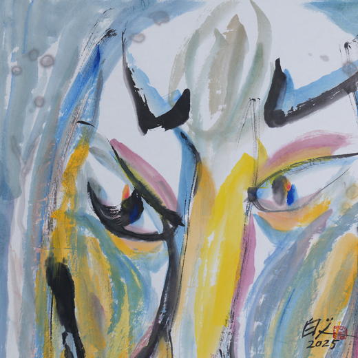 许固令《脸谱之十三》国画原作53CM*53CM 手绘宣纸脸谱系列斗方作品【GH0492】 商品图2