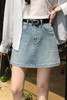 鹿向南「静海晴空」浅蓝色复古半身裙夏季新款高腰短款牛仔裙子女L55172 商品缩略图5