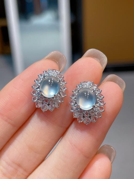 蛋面翡翠耳钉 商品图3