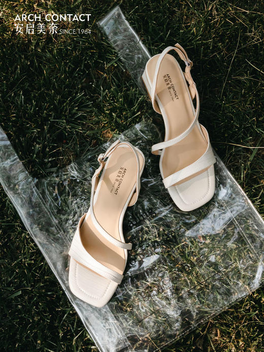 ARCHCONTACT安启美奈优雅法式方头粗跟搭扣凉鞋52828 商品图1