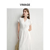VIMAGE纬漫纪度假风连袖收腰亚麻小白裙A字连衣裙夏季新款V2307915 商品缩略图3