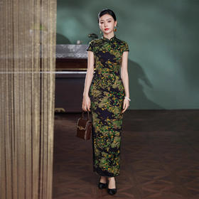 2025夏季新款复古高级感旗袍改良高端绿色新中式连衣裙D25009