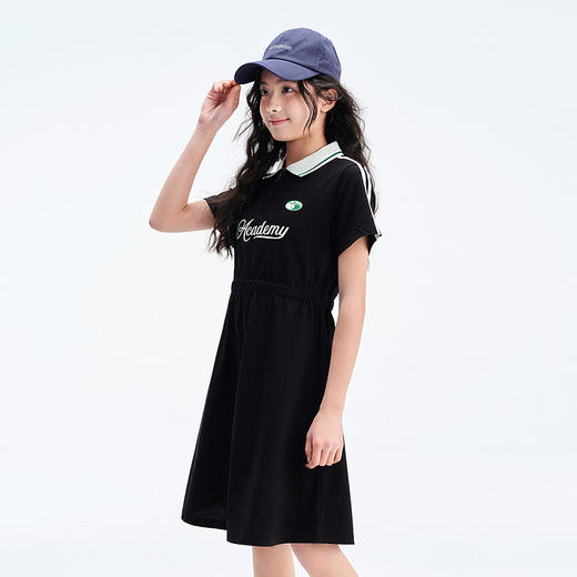 笛莎Deesha青少年女童连衣裙2025夏季女童polo针织连衣裙 商品图3