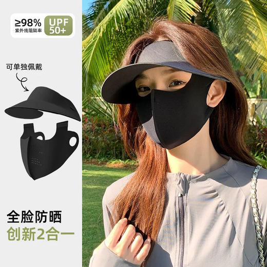 防晒面罩女全脸防紫外线 夏季开车骑行 口罩帽子一体遮阳冰丝脸基尼 商品图5