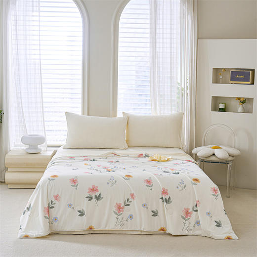多喜爱沁柔凉感夏薄被芯/空调被（花漾清梦/花影逸梦/素影雅静）【沁柔凉感丝】【双面凉感】 【双A类标准】沁凉柔肤 舒睡一夏 有效抑菌 可水洗机洗 凉如水 柔如丝 商品图1
